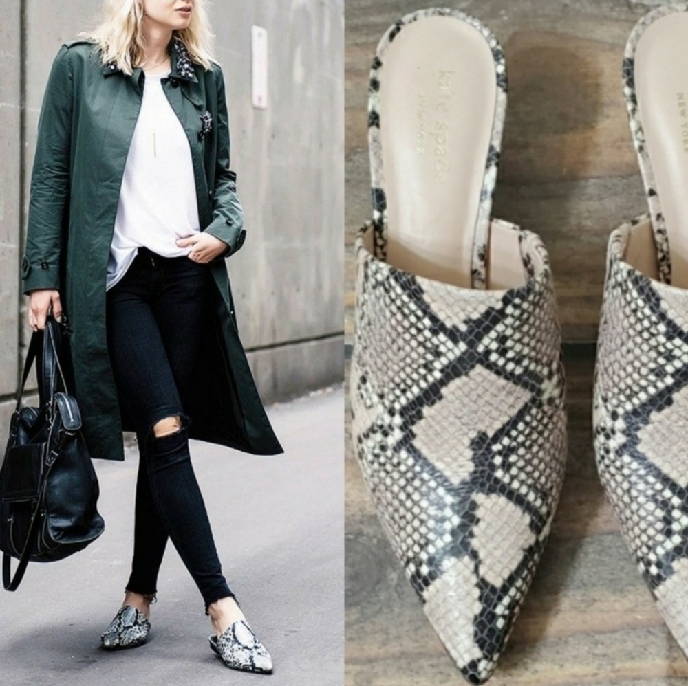 NWOB Kate Spade Ryan Snake Print Leather Mule Size 6.5